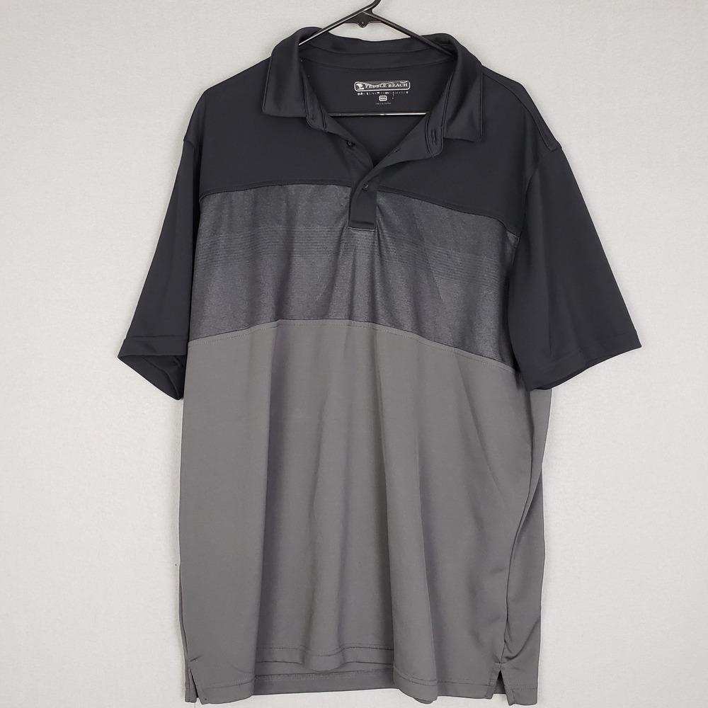 Pebble Beach Mens XXL Golf Polo Gray Black Colorblock DryLuxe Performance Sporty